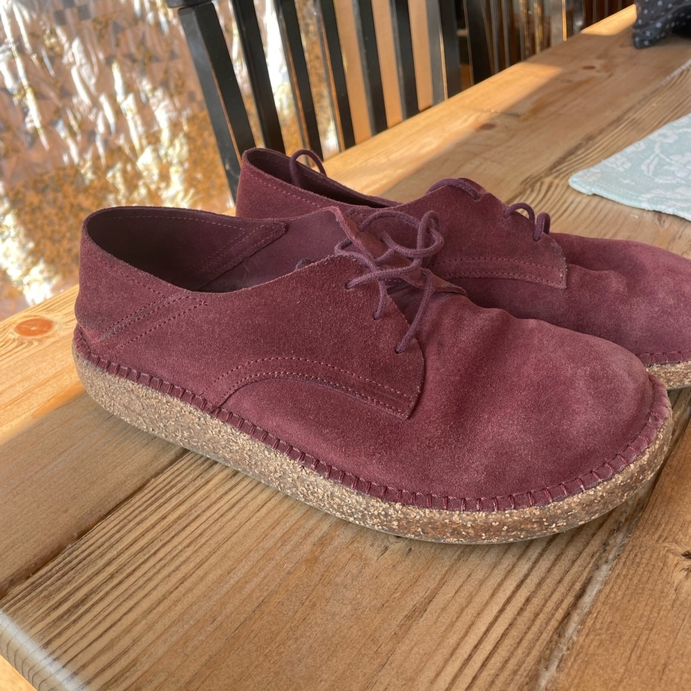 Birkenstock Burgundy Suede Women's Shoes